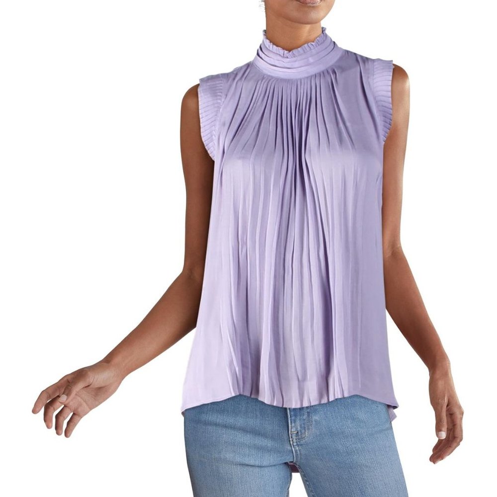 INC Women's Pleated Mock Neck Tank Top